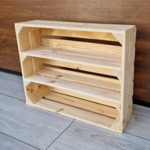 Wooden crates with shelves