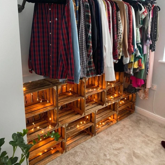 Wooden crate shelf 50x40x30 burnt effect