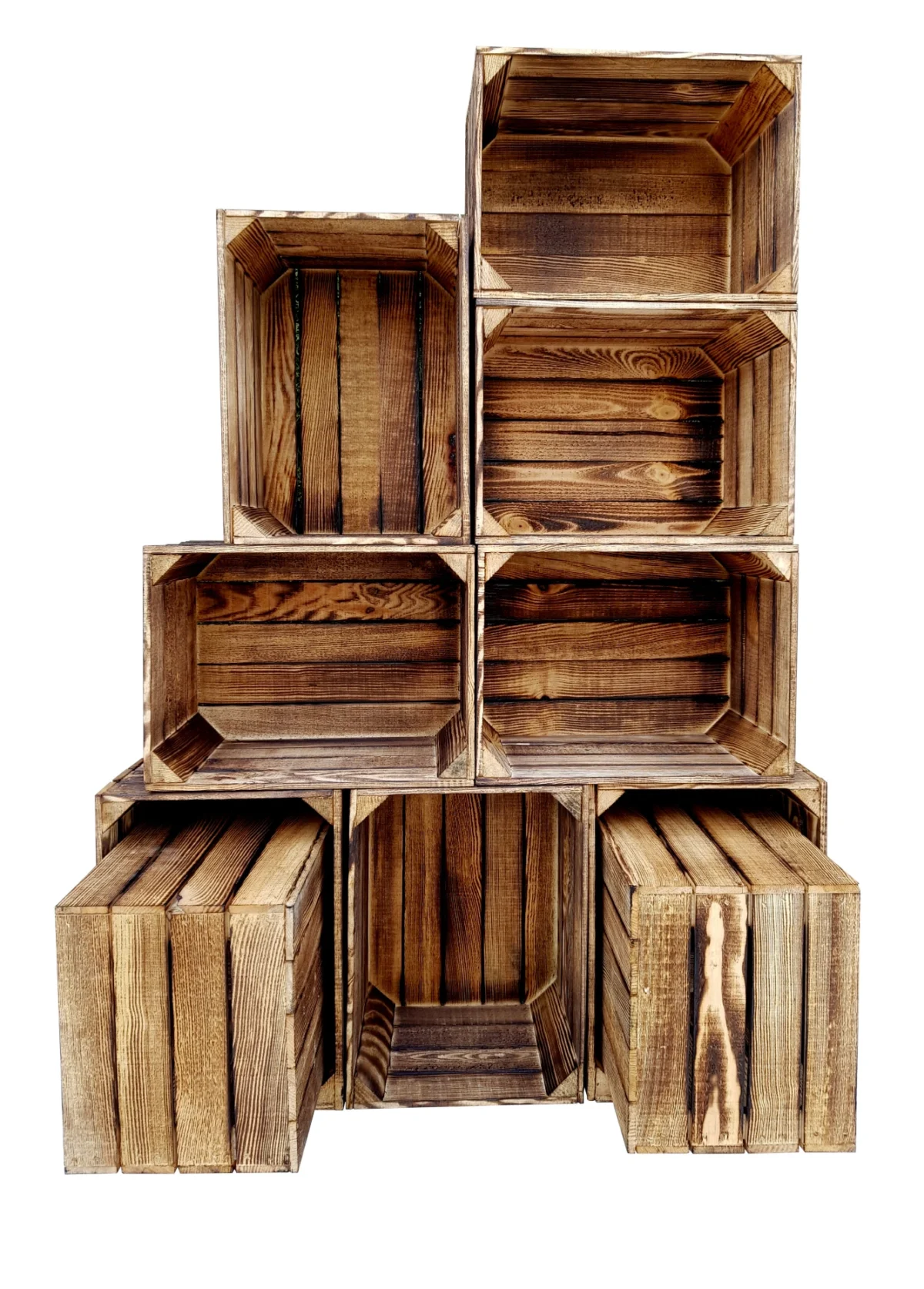 10 mini opalane Set of 10 wooden crates burnt effect 40x30x24 cm