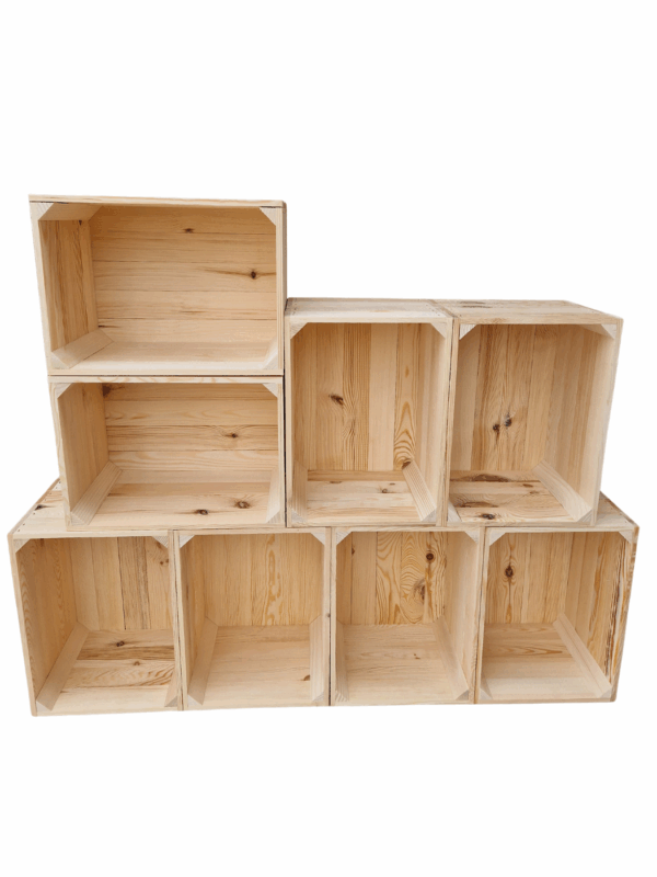 Wooden crate 40x30x25 cm - Natural & burnt effect