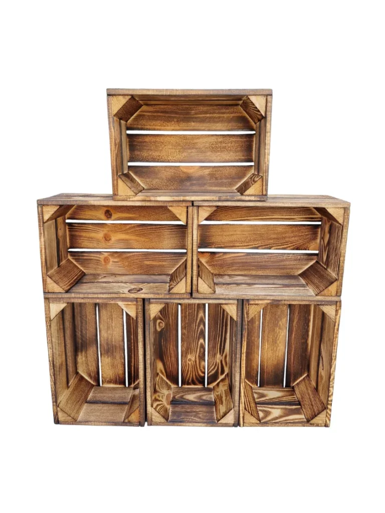 Small stackable wooden crates for storage 30x20x15 cm natural