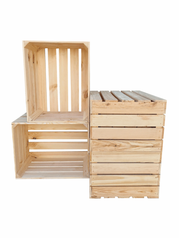 Wooden crate 50x40x30 – Natural & burnt effect
