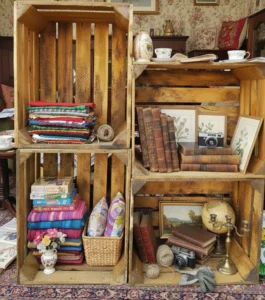 Stackable Wooden Crates Set of 6 - Vintage Rustic - 50x40x30 cm