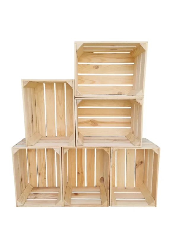 Natural wooden crates for storage and display