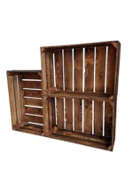 3 pack burnt wooden storage crates